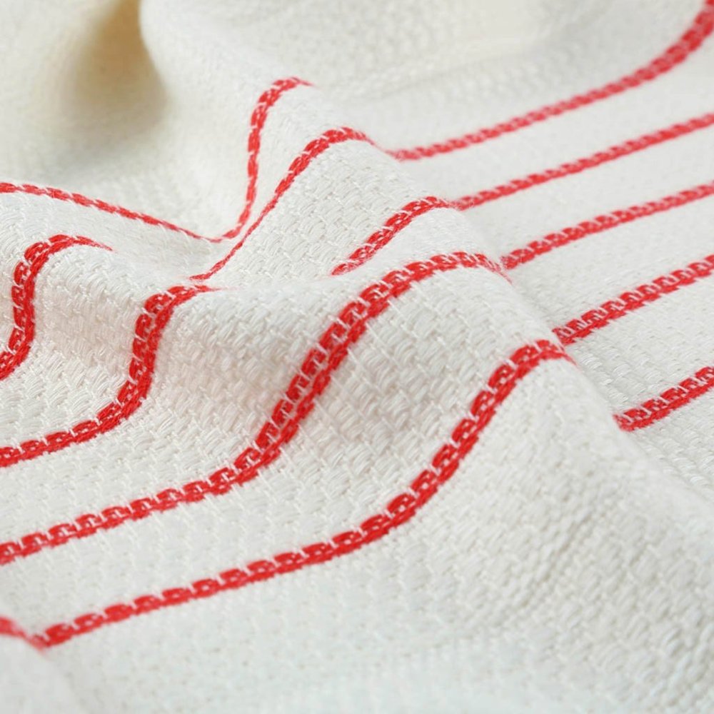 Bamboo & Turkish Cotton Soft Beach Bath Towel with Red Stripes - Picture 4 of 4